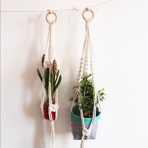 Plant Hangers, Cotton Macrame, Set of 2